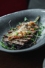Delicious and fresh meat with original presentation