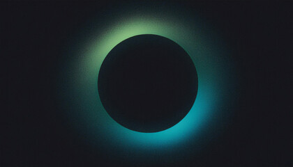 Obraz premium abstract grainy blue green gradient glowing ring, black background banner poster