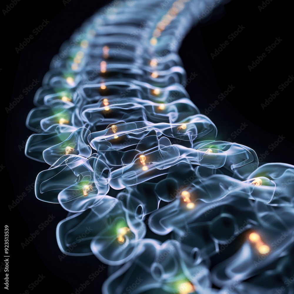 Poster abstract spinal cord with glowing lights.