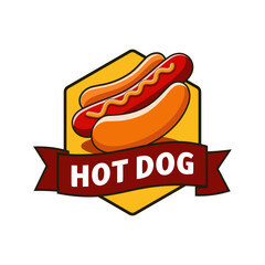 Hotdog logo illustration template in shield