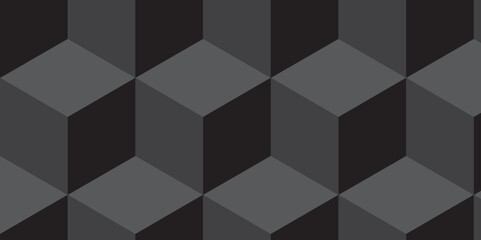Obraz premium Minimal abstract dark black background from cubes vector art. Geometric tiles and mosaic creative stylish seamless pattern block cube background. minimal hexagon Cubes mosaic shape vector design