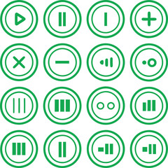 a set of green buttons with different symbols