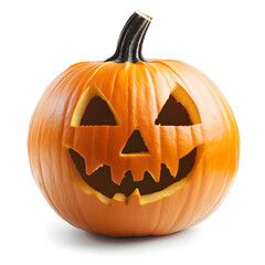 Halloween pumpkin with scary face Jack O'Lantern isolated on white background.