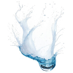 A dynamic splash of clear water suspended in mid-air against a transparent background