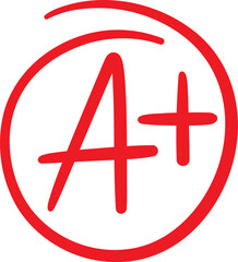 Obraz premium A plus grade, school notes doodle, hand drawn letter, red