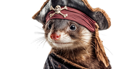 ferret dressed as a pirate transparent background