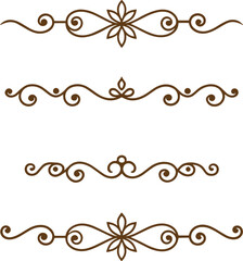 Dividers thin line elements set. Border underline for text page, book, invitation, wedding card, certificate, menu