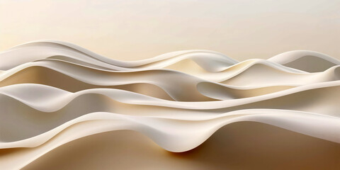Obraz premium Minimalist Sand Dunes Abstract, Soft Wave Patterns in Desert Landscape, Calm Beige Tones