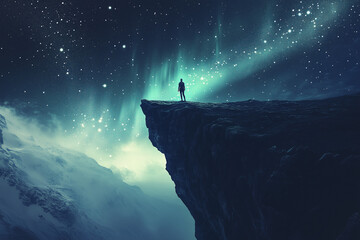 Fototapeta premium person_standing_at_the_rock