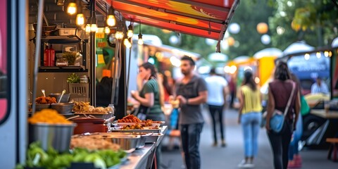 Naklejka premium Nutrient-Rich Food Trucks, Healthy Food Truck Festival Near Me, Food Trucks with Healthy Menus