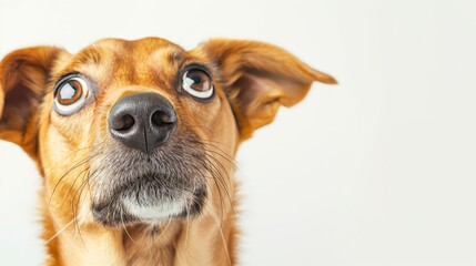 Close-up of a dog's face with expressive eyes and ears.