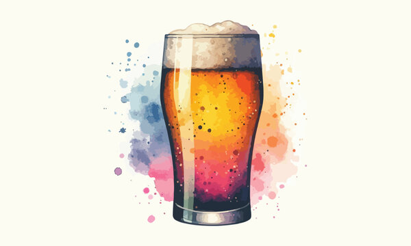 mug beer, free drink, watercolor mugs of beer, alcohol drinks, hand drawn illustration, watercolor mugs of beer