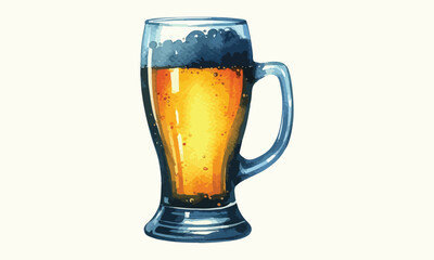 mug beer, free drink, watercolor mugs of beer, alcohol drinks, hand drawn illustration, watercolor mugs of beer