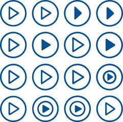 a set of blue play buttons on a white background