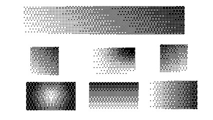 Pixelated bitmap gradient texture.8 bit video game screen wallpaper Black and white dither pattern background.	
