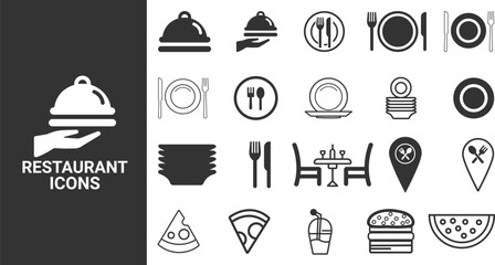Restaurant Business of Set Vector Icons Food icon collection. Vector illustration