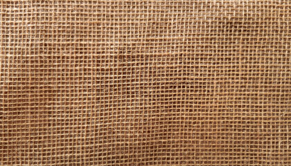Top view of natural brown hessian cloth or gunny sack. Hessian cloth is an inexpensive fabric or garment made of hessian or burlap formed of jute, coarsely woven fabric. Abstract texture background
