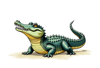 Obraz premium Friendly Crocodile Illustration: Isolated on White Background, Perfect for Print 
