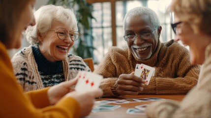 Joyful Card Game Among Seniors