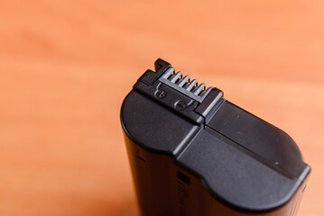 dslr camera charging battery close up.