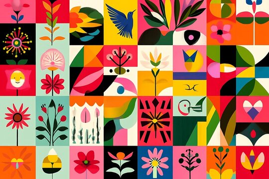 National hispanic heritage month banner with tropical flowers. 