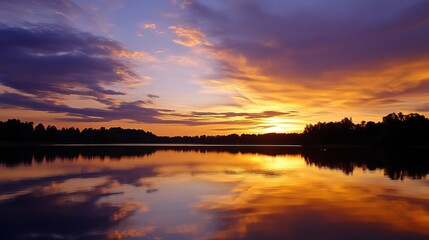 Obraz premium Serene Sunset Over Lake