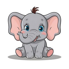 Naklejka premium Happy cute elephant cartoon isolated on white background