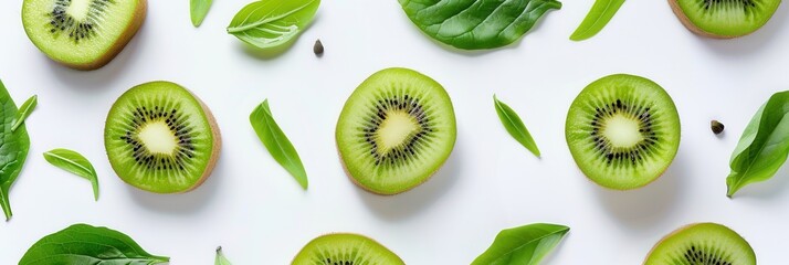 Seamless kiwi fruit cut slice  pattern background