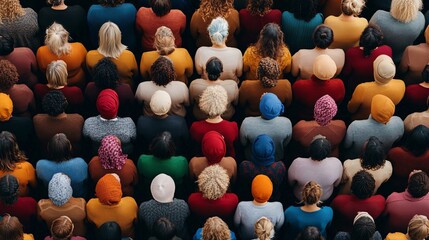Diverse Group of People Viewed from Above