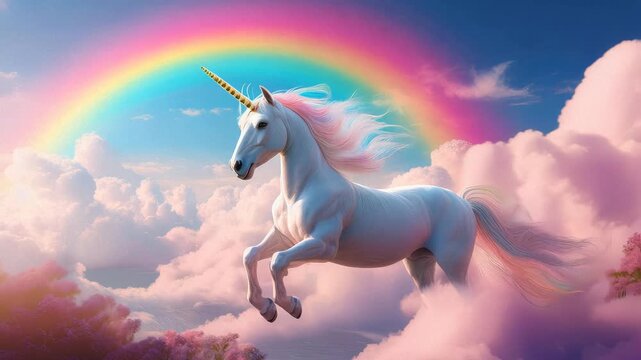 Magical Unicorn Soaring Through the Rainbow