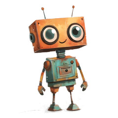 Fototapeta premium Cute cartoon 3D robot isolated on white background