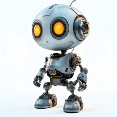 Fototapeta premium Cute cartoon 3D robot isolated on white background