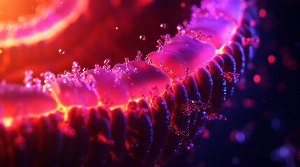 A close up of a pink blob with a purple hue