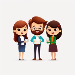 Fototapeta premium Team briefing, sharing files, flat design 