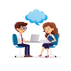 Team discussion, information exchange, flat design illustration