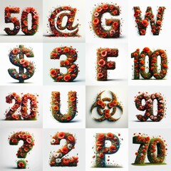 Naklejka premium Poppies flowers Lettering Typeface. AI generated illustration