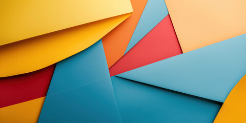 Fototapeta premium Abstract Colorful Geometric Paper Shapes in Modern Art Composition