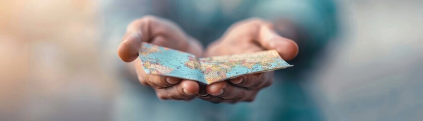 Fototapeta premium Tour guide showing a city map, guided tours, travel