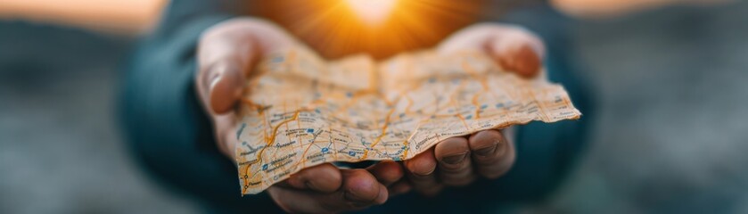 Naklejka premium Tour guide showing a city map, guided tours, travel