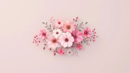 Obraz premium Top view pastel flowers, botanical flat design, cartoon drawing