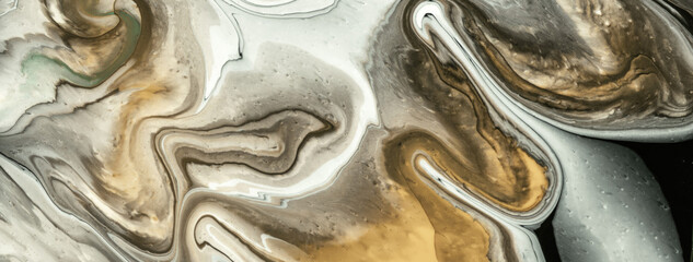 Abstract fluid art background beige and gray colors. Liquid marble. Acrylic painting on canvas
