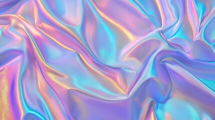 Obraz premium Processed collage of Iridescent fabric trendy cloth holographic texture. Generative ai