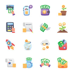 Pack of Investment and Finance Flat Icons 


