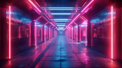 Fototapeta premium A room with neon lights and smoke background