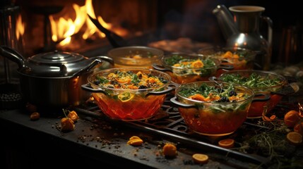 cook food with fire.  