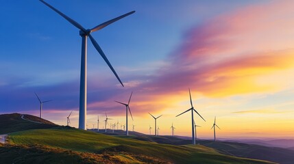 Obraz premium Images about energy production from nature. It is clean energy. It is a new form of energy that is clean and safe and does not waste natural resources. Energy from the sun, energy from the wind.