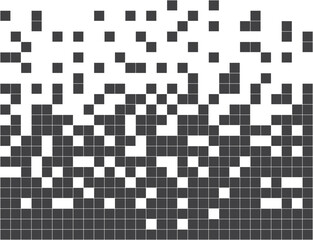 Pixel disintegration background. Decay effect. Dispersed dotted pattern. Concept of disintegration, pixel mosaic textures with simple square particles.