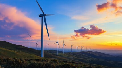 Obraz premium Images about energy production from nature. It is clean energy. It is a new form of energy that is clean and safe and does not waste natural resources. Energy from the sun, energy from the wind.