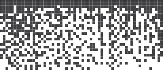 Pixel disintegration background. Decay effect. Dispersed dotted pattern. Concept of disintegration, pixel mosaic textures with simple square particles.