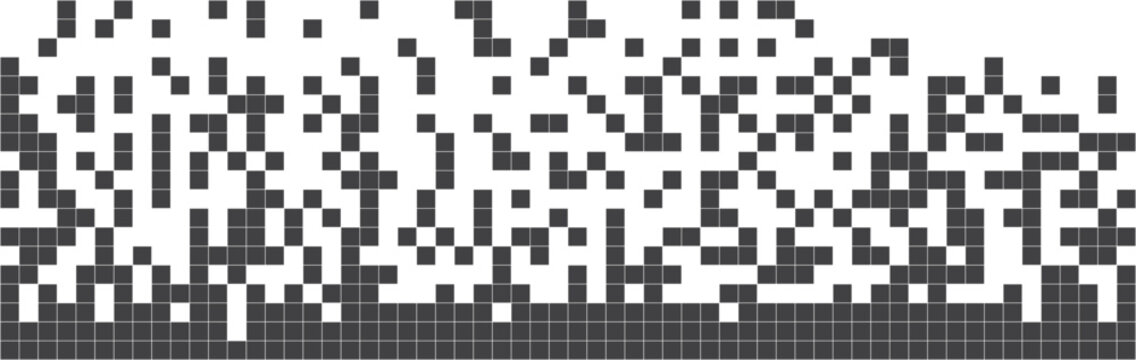 Pixel disintegration background. Decay effect. Dispersed dotted pattern. Concept of disintegration, pixel mosaic textures with simple square particles.